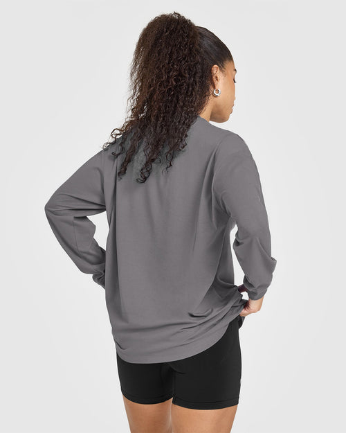 Classic Oversized Lightweight Long Sleeve Top | Ash Grey