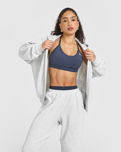 Mid Weight Zip Through Hoodie | Light Grey Marl