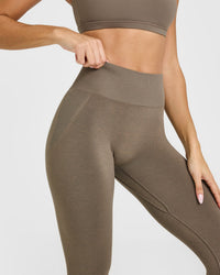EffortlessLift™ Seamless Leggings with White Logo | Moss Brown