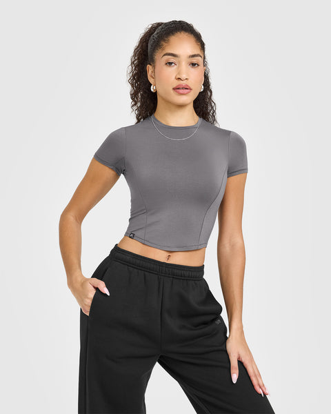 Gym Top Mid Short Sleeve Women's - Ash Grey | Oner Active EU