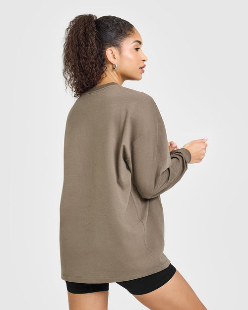 Classic Oversized Lightweight Long Sleeve Top | Moss Brown