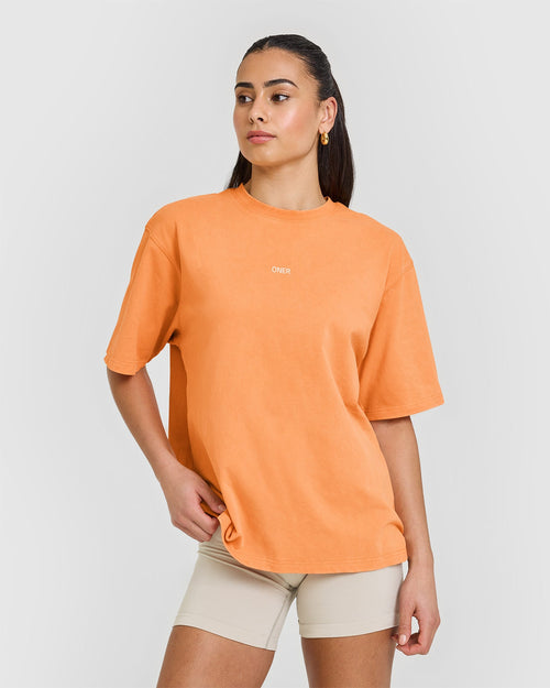 Oner Modal Raising The Bar Oversized Washed T-Shirt | Apricot Orange