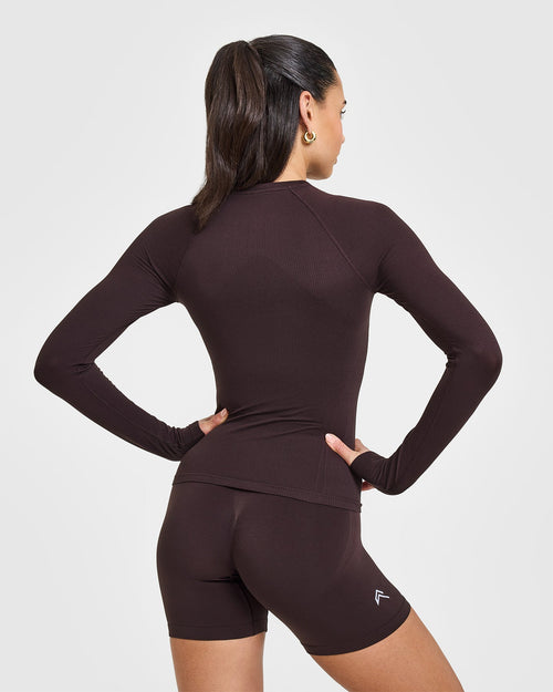 Go To Seamless Fitted Long Sleeve Top | Plum Brown