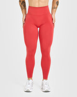 Effortless Seamless Leggings with White Logo | Sweet Red
