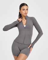 SoftMotion™ Jacket with White Logo | Ash Grey