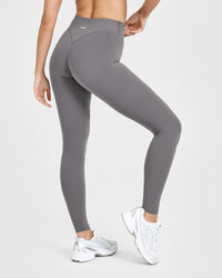 SoftMotion™ Leggings with White Logo | Ash Grey