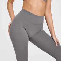 SoftMotion™ Leggings with White Logo | Ash Grey