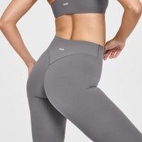 SoftMotion™ Leggings with White Logo | Ash Grey
