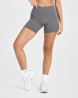 SoftMotion™ Shorts 6" with White Logo | Ash Grey