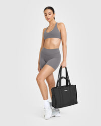 SoftMotion™ Shorts 6" with White Logo | Ash Grey
