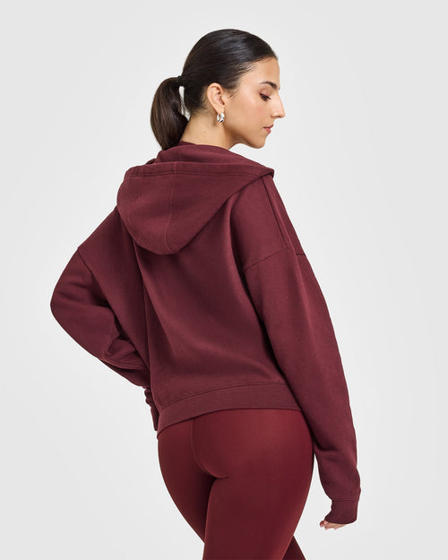 Mid Weight Zip Through Hoodie | Rosewood