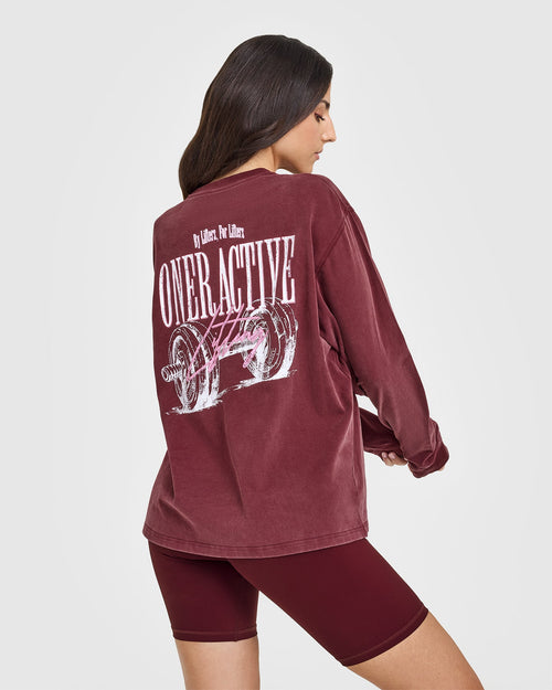 Oner Graphic Washed Long Sleeve Top | Rosewood