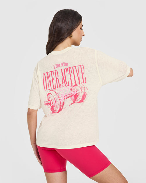 Oner Graphic Washed Burnout T-Shirt | Off White