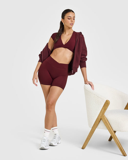 Unified Twist Front Short Sleeve Crop Top | Rosewood