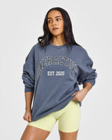 Foundations Oversized Sweatshirt With Large Printed Graphic | Granite Blue
