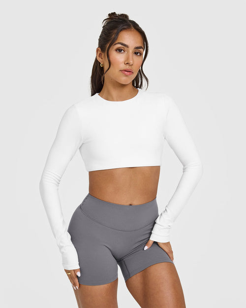 Oner Modal SoftMotion™ Long Sleeve Crop Top | White