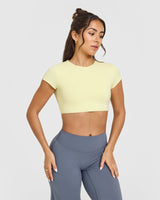 SoftMotion™ Short Sleeve Crop Top | Pastel Yellow