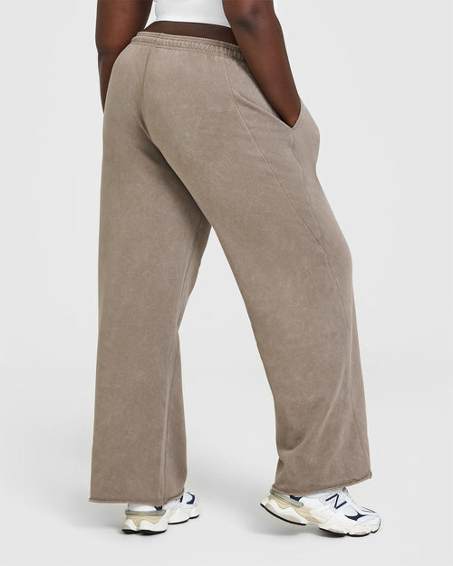 Raw Lounge Wide Leg Joggers | Washed Warm Sand