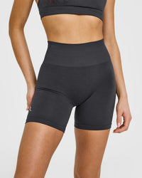 EffortlessLift™ Seamless Shorts with White Logo | Coal