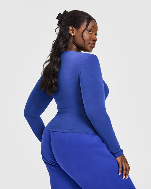 Cotton Icon Long Sleeve Top | Space Blue