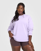 Oversized Washed Long Sleeve Top | Lavender Purple