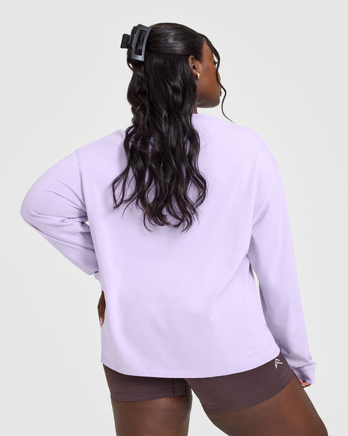 Oversized Washed Long Sleeve Top | Lavender Purple