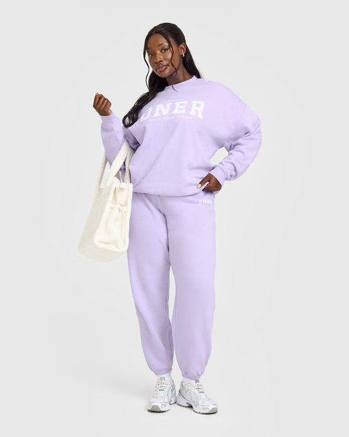 Mid Weight Sweatshirt With Printed Logo | Lavender Purple
