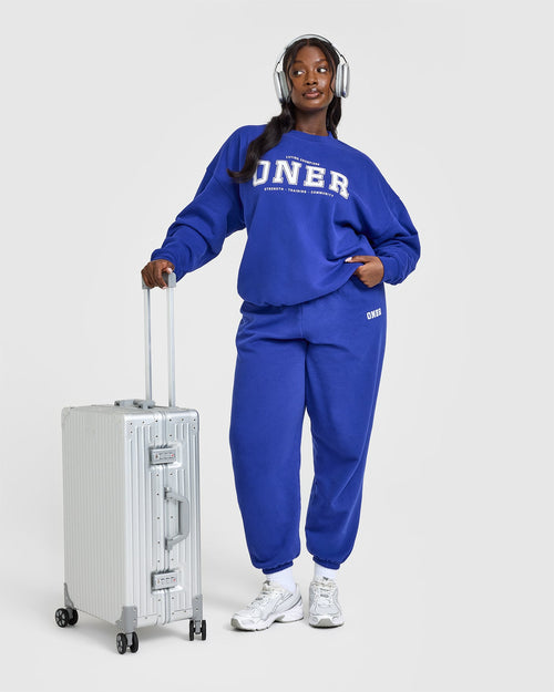 Mid Weight Sweatshirt With Printed Logo | Space Blue