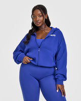 Mid Weight Zip Through Hoodie | Space Blue