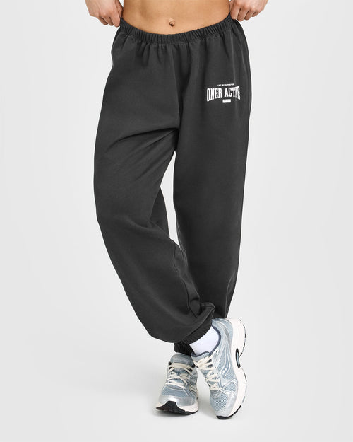 Oner Modal Lightweight Joggers With Athletic Graphic | Soft Black