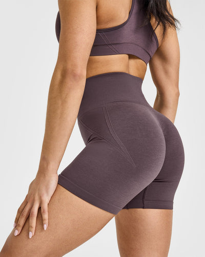 EffortlessLift™ Seamless Shorts with White Logo | Umber Brown