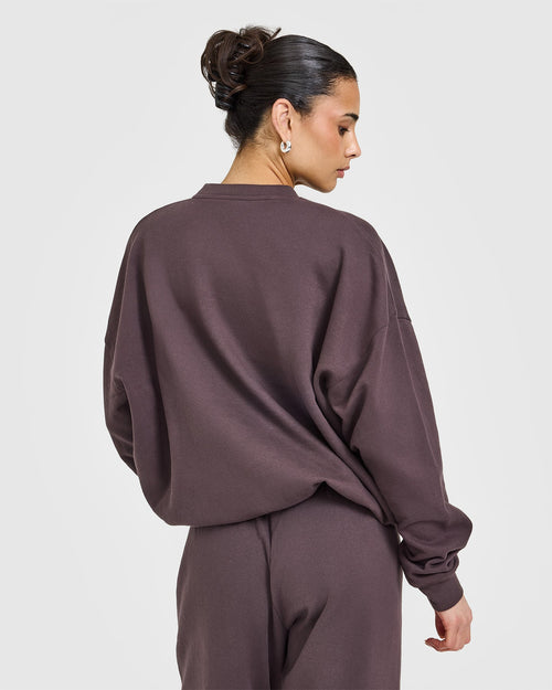 Mid Weight Sweatshirt With Printed Logo | Umber Brown