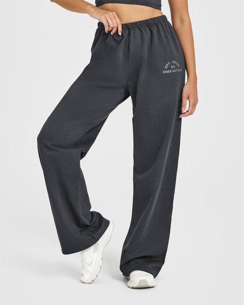 Oner Modal Lightweight Straight Leg Joggers with Graphic | Coal