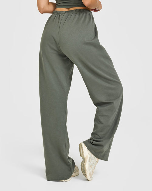 Lightweight Straight Leg Joggers with Graphic | Dark Khaki