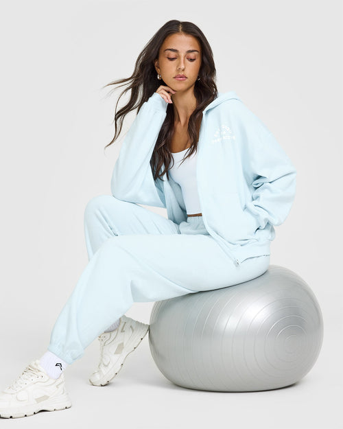 Lightweight Zip Through Hoodie with Graphic | Cloud Blue