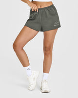 Lightweight Shorts with Graphic | Dark Khaki