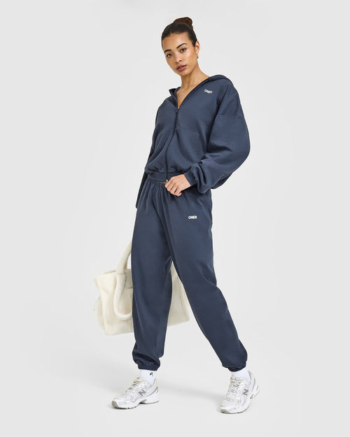 Lightweight Zip Through Hoodie With Oner Logo | True Blue