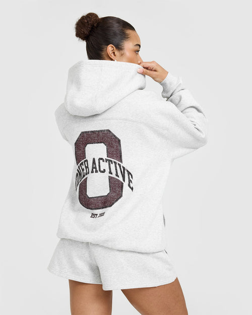 Foundations Oversized Hoodie With Large Printed Graphic | Light Grey Marl