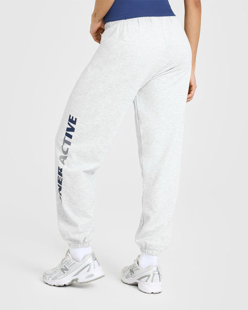 Lightweight Graphic Joggers | Light Grey Marl