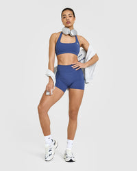 SoftMotion™ Shorts 6" with White Logo | Shadow Blue