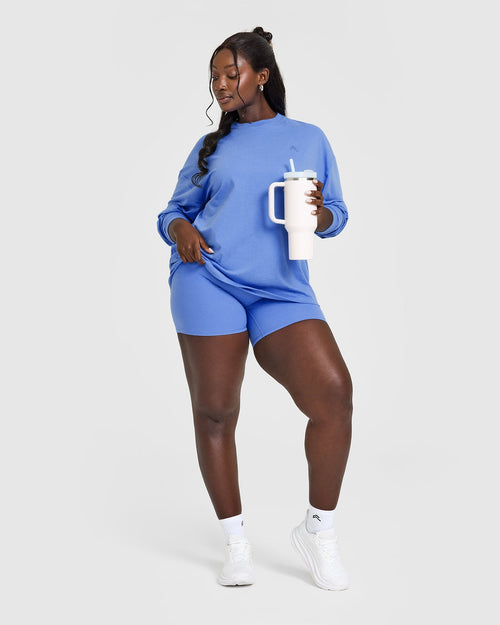 Classic Oversized Lightweight Long Sleeve Top | Glaucous Blue