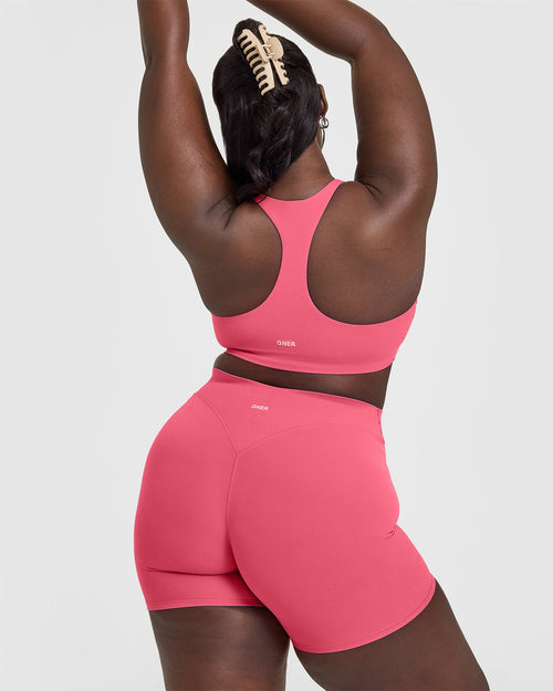 SoftMotion™ Bralette with White Logo | Dark Velvet Pink