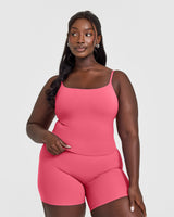 SoftMotion™ Strappy Mid Vest with Built in Bra Shelf with White Logo | Dark Velvet Pink