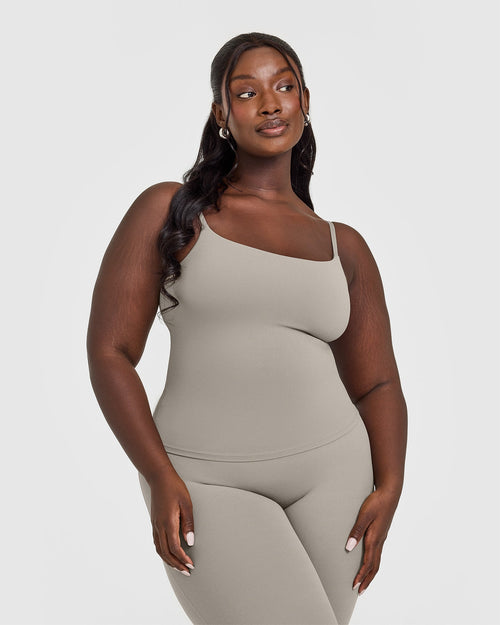 Oner Modal SoftMotion™ Strappy Vest with Built in Bra Shelf | Warm Sand