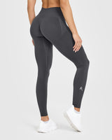 EffortlessLift™ Seamless Leggings with White Logo | Coal