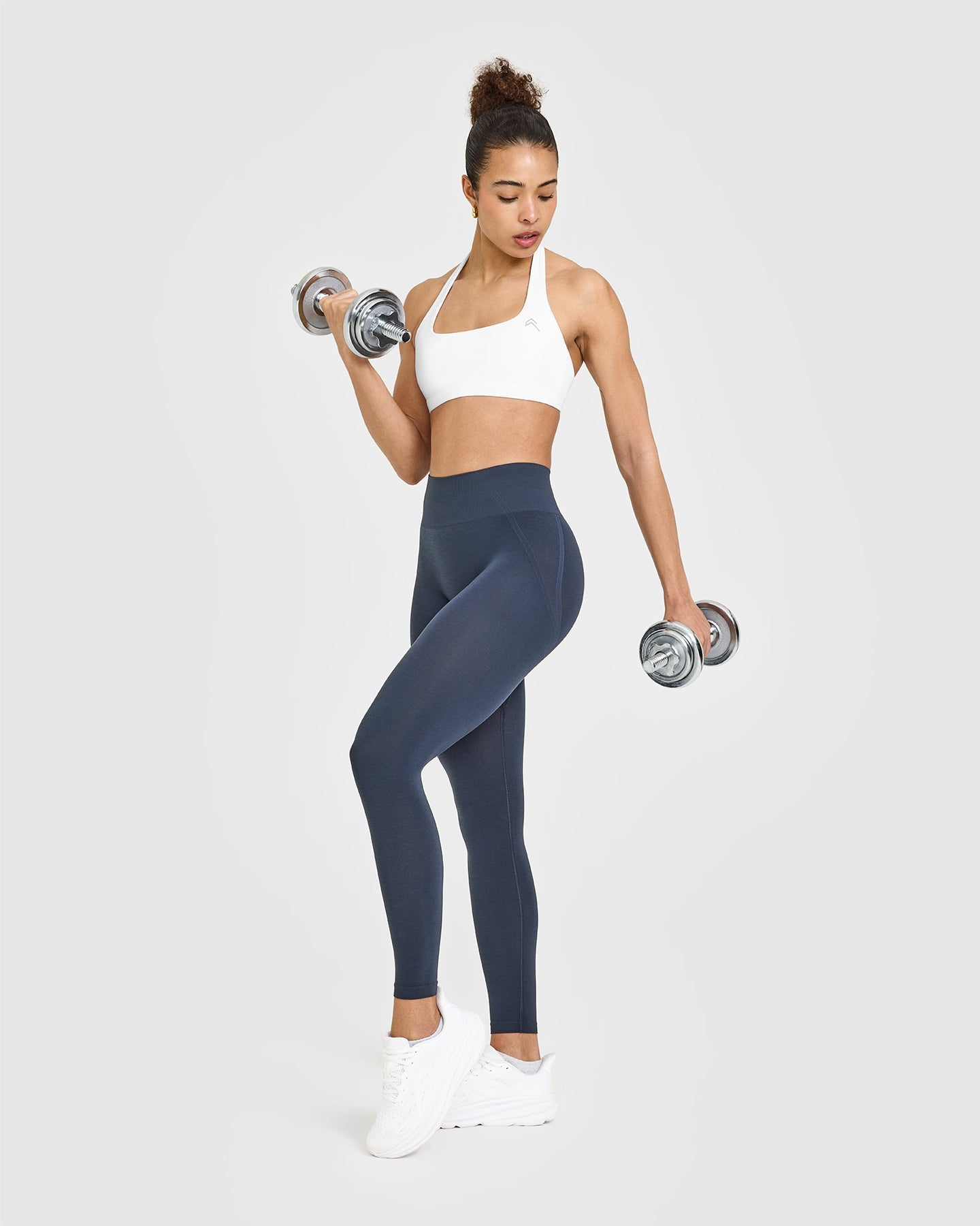 EffortlessLift™ Seamless Leggings with White Logo | True Blue