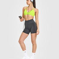 EasyLift™ Ultra Minimal V Neck Bralette with White Logo | Charged Lime Green