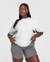Raising The Bar Oversized Washed T-Shirt | Light Grey Marl