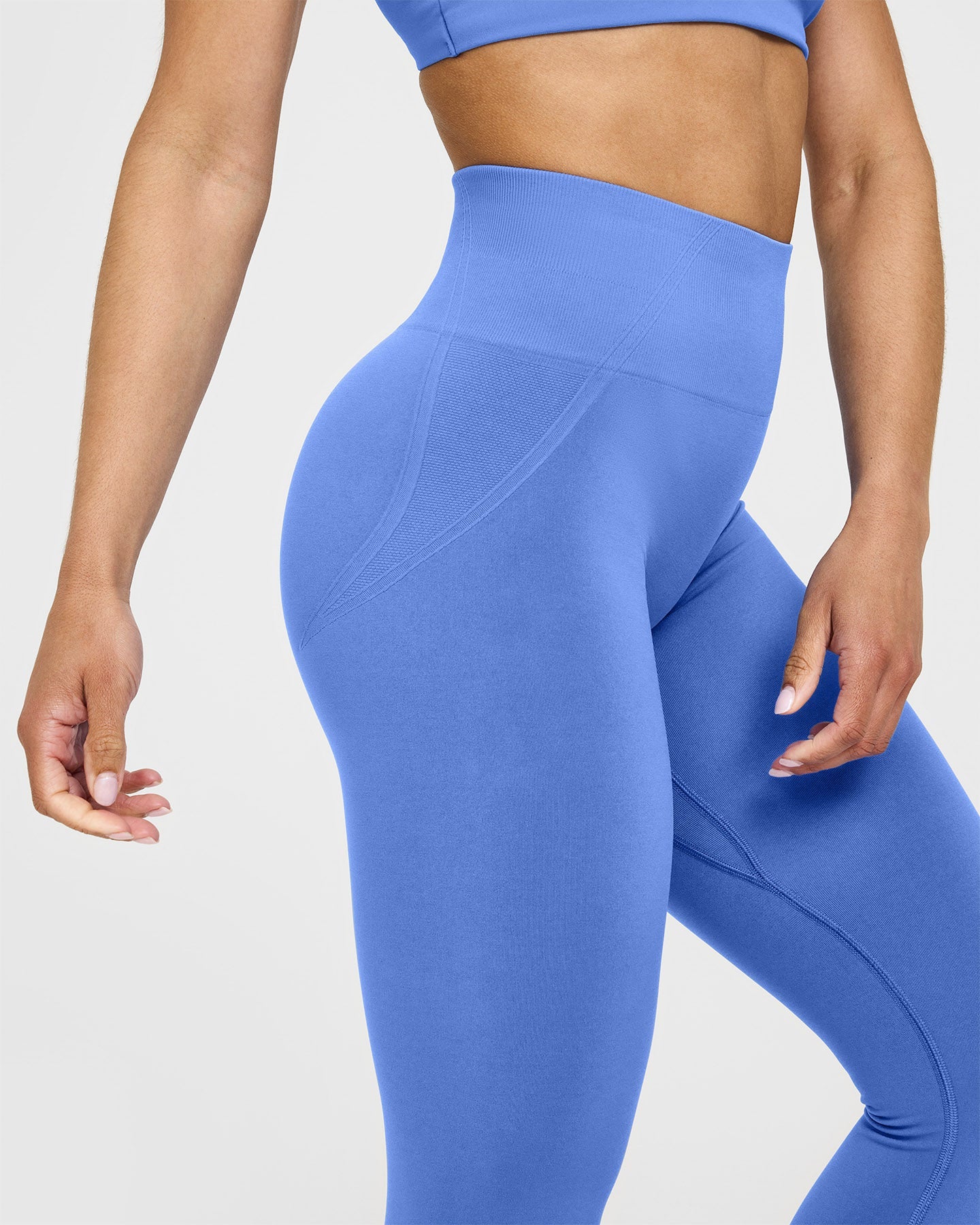 EffortlessLift™ Seamless Leggings with White Logo | Glaucous Blue