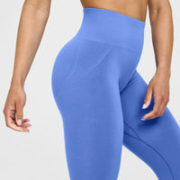 EffortlessLift™ Seamless Leggings with White Logo | Glaucous Blue